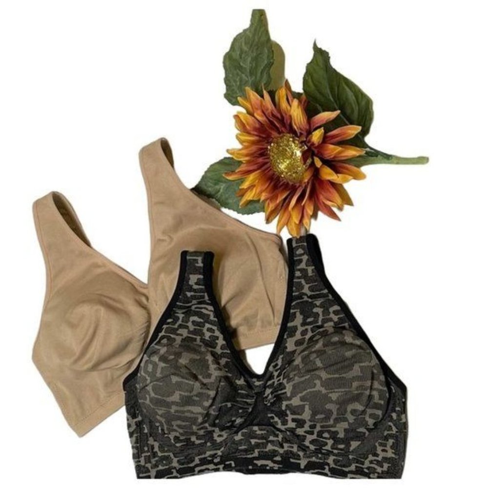 Rhonda Shear Jacquard Ahh Bra with Removable Pads 2 Pack SMALL (RS-12)